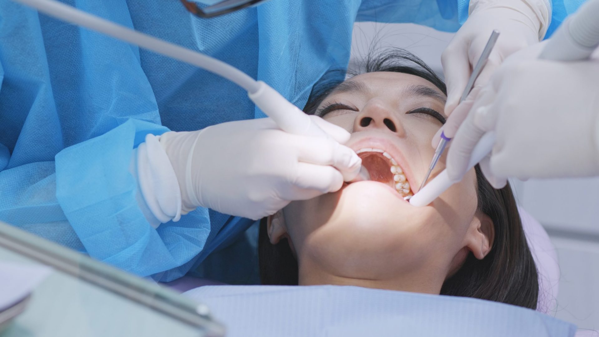 Patient undergo dental treatment in dental clinic